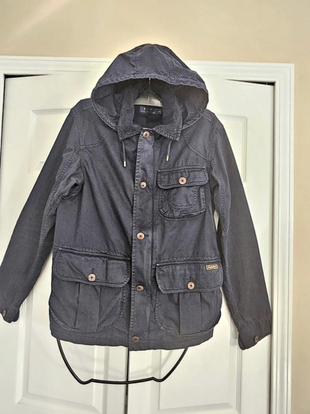 Polo Ralph Lauren Cotton Canvas Hooded Utility Field Jacket Navy Size S/P